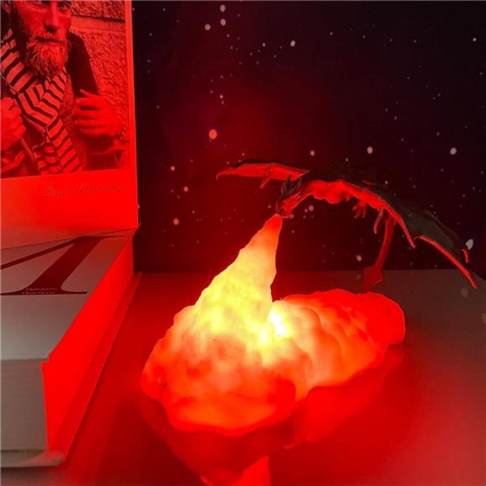Fire Dragon Lamp Light, 3D Printed Night Light LED Moon Light Gift